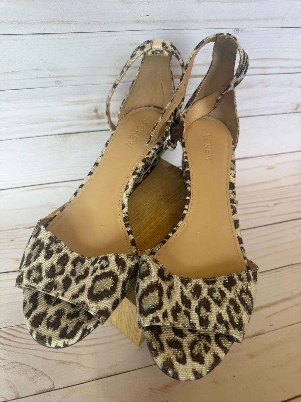 J. Crew Leopard Print Wedge Sandals
